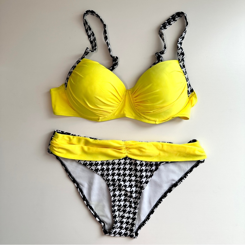 Sexy Two Piece Yellow Bikini Set Large Size